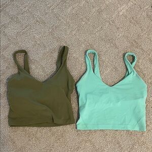 Lululemon Align Tanks (2) Mint Green and Olive Green Size 2